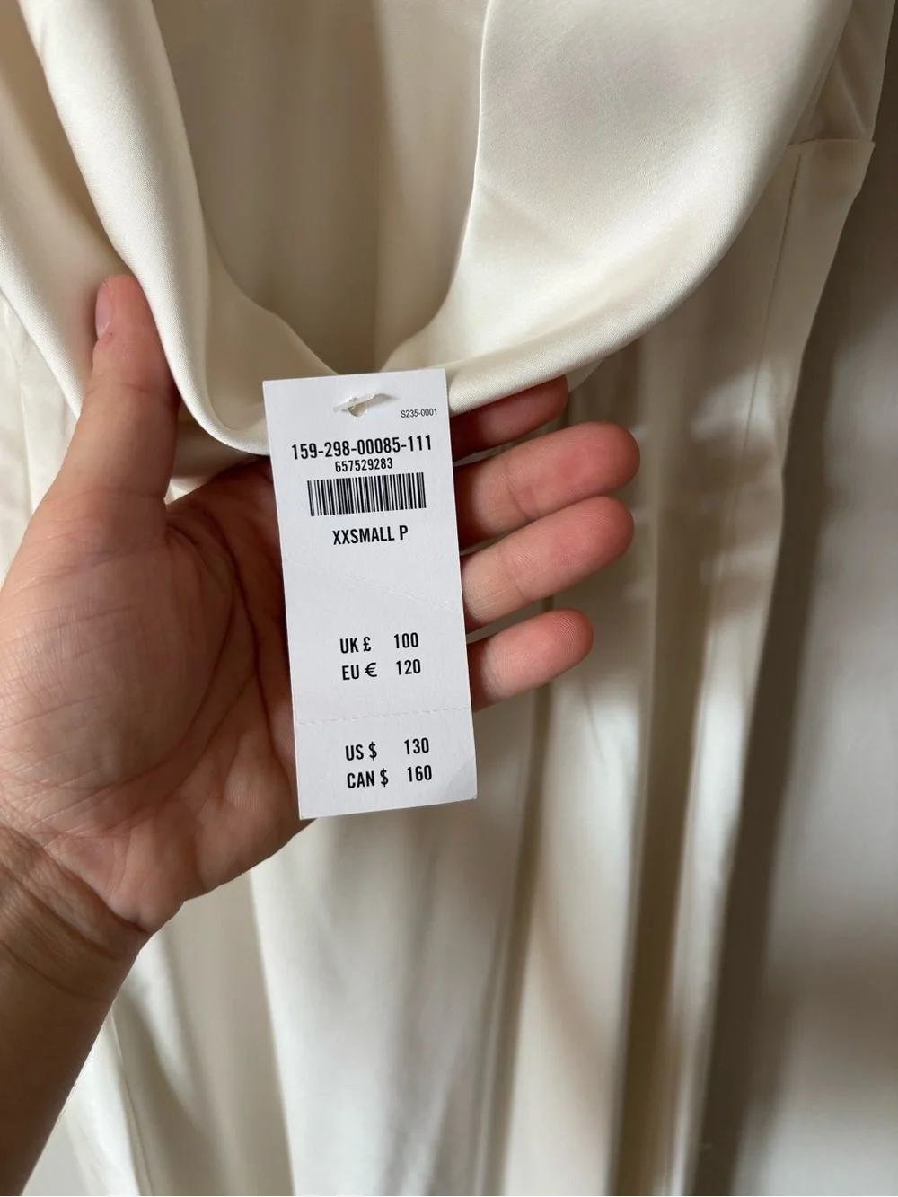NWT A&F Plunge Cowl Back Ivory Maxi Dress - Size XXSP